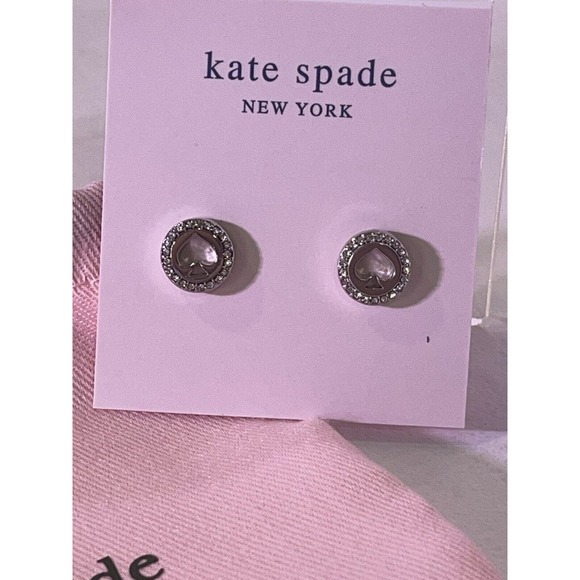 New Kate Spade Round Spade in Circle Earrings New No Tags - Picture 2 of 3